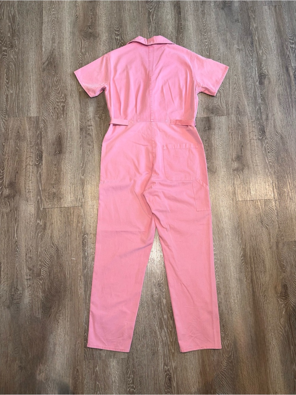 Pistola Pink Short Sleeve Button Front Utility Jumpsuit Straight Leg - Picture 2 of 7